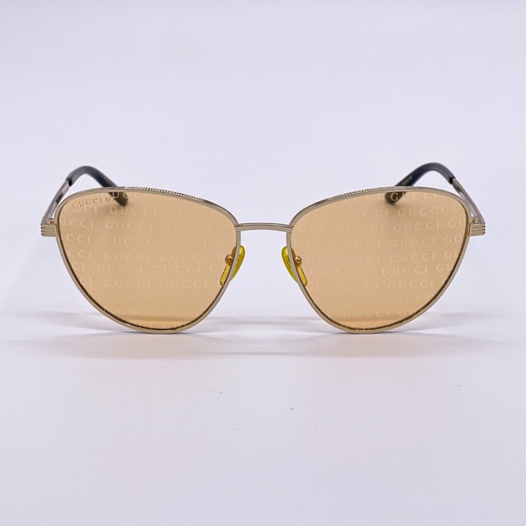 NEW GUCCI WOMEN GOLD ORANGE CAT EYE SUNGLASSES GUCCI - Picture 5 of 6